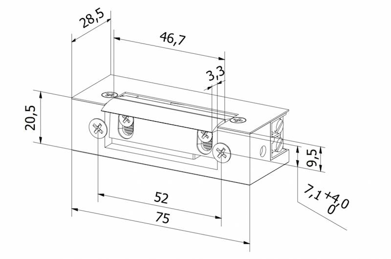 Elektrozaczep S12R (Symetryczny Rewers. 12V DC)