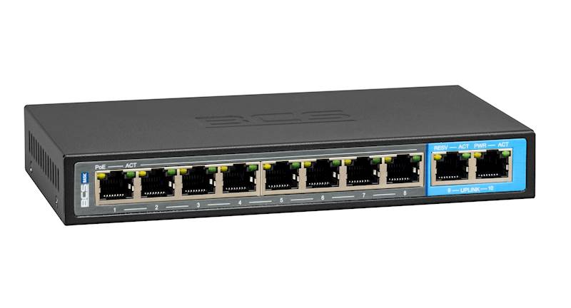 SWITCH PoE BCS-B-SP0802 (8xPoE/2xUpLink 100Mb/s)