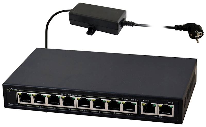 SWITCH PoE PULSAR S108 (8xPoE/2xUPLINK) 