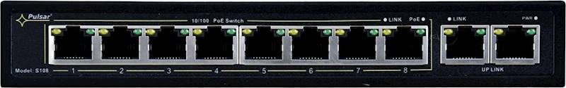 SWITCH PoE PULSAR S108 (8xPoE/2xUPLINK) 