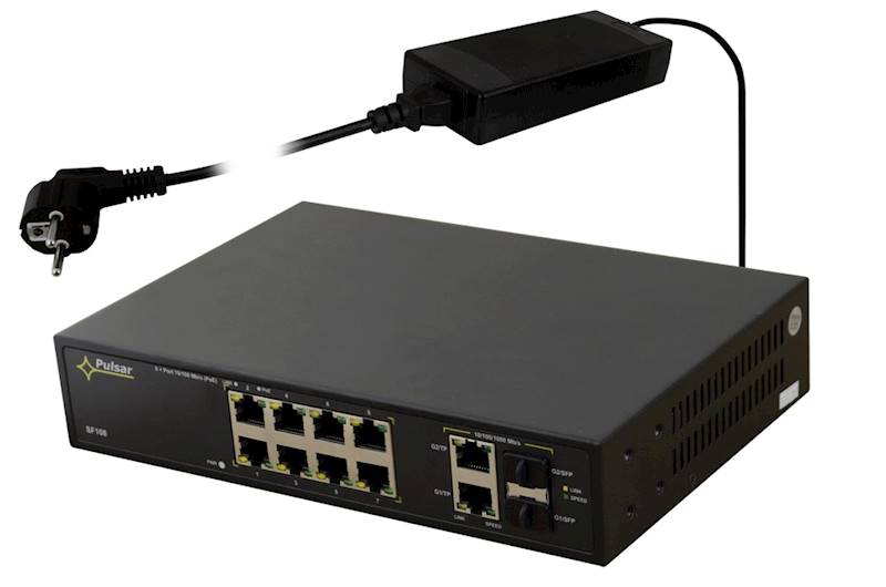 SWITCH PoE PULSAR SF108 (8xPoE/2xUPLINK SFP) 