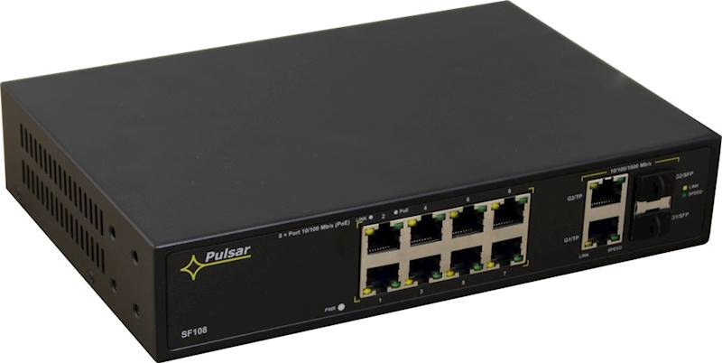SWITCH PoE PULSAR SF108-90W (8xPoE/2xUPLINK SFP) 