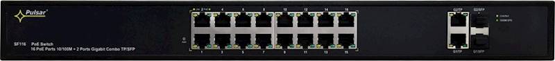 SWITCH PoE PULSAR SF116 (16xPoE/2xUPLINK SFP) 