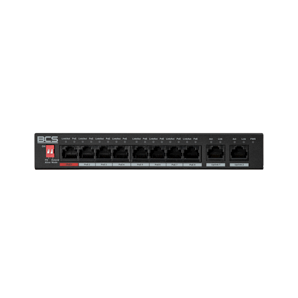 SWITCH PoE BCS-L-SP0802G(2) (8xPoE/2xUpLink 1Gb/s)