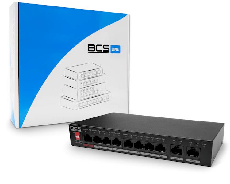 SWITCH PoE BCS-L-SP0802G(2) (8xPoE/2xUpLink 1Gb/s)