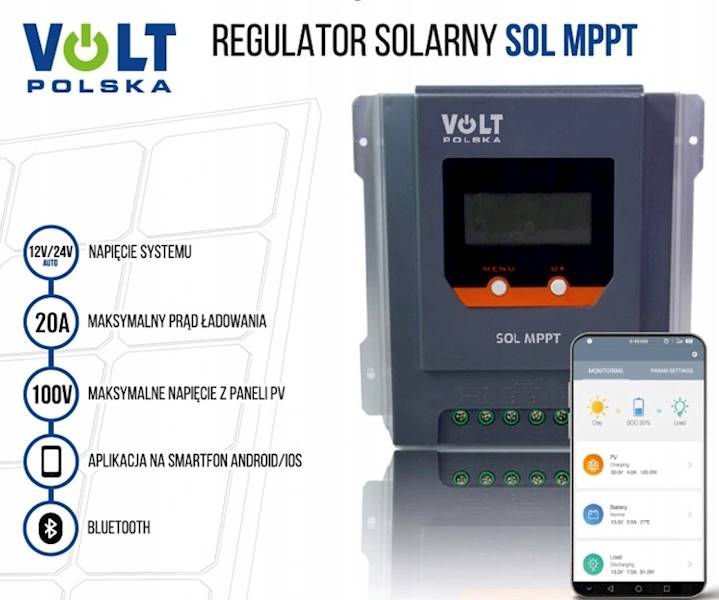 SOLARNY REGULATOR ŁADOWANIA SOL MPPT 20A