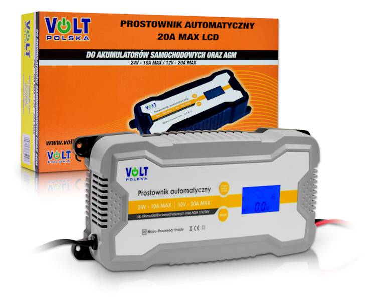 PROSTOWNIK ŁADOWARKA VOLT 12/24V 20A LCD