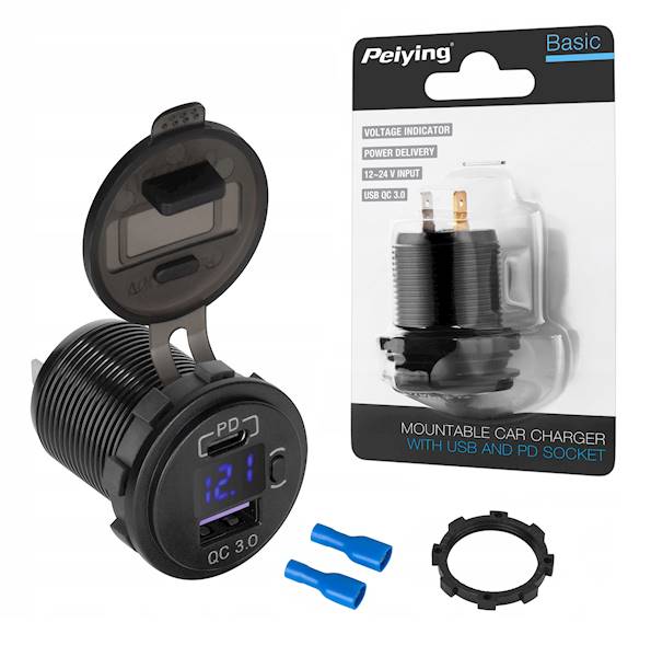 GNIAZDO ŁADOWARKA USB VOLTOMERZ PY-CHR0006