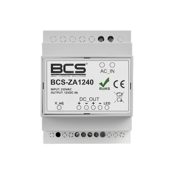 ZASILACZ DIN 12V/4A BCS-ZA1240