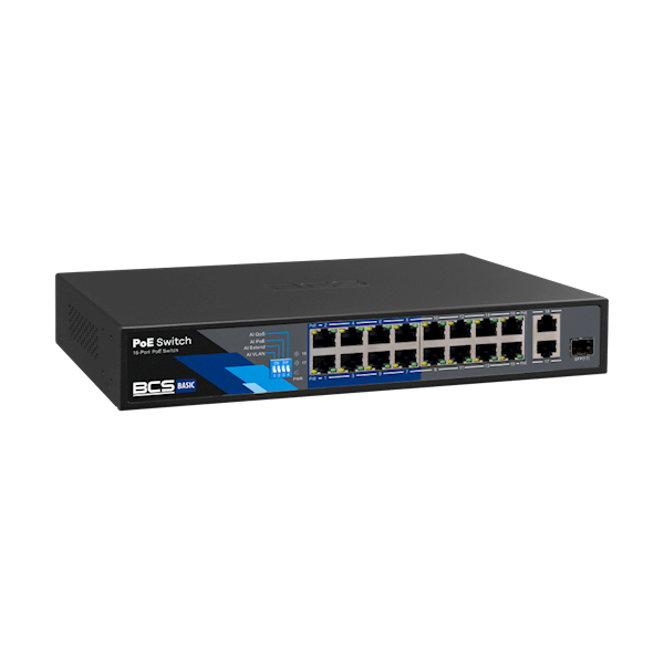 SWITCH PoE BCS-B-SP1602G-1SFP (16xPoE/2xUpLink)