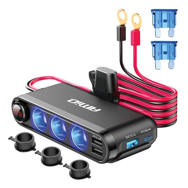 ROZGAŁĘŹNIK 3x ZAPALNICZKA+USB AMiO 03782