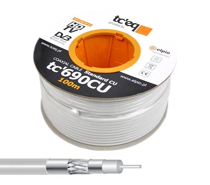KABEL SAT. TC'EQ TC690CU TRI-SHIELD BIAŁY 10m