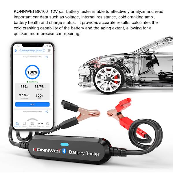 TESTER AKUMULATORA BLUETOOTH KONNWEI BK100