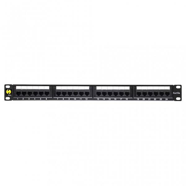 Patch panel Netrack 19'' 24xRJ45 UTP 5e z tacką