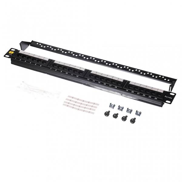 Patch panel Netrack 19'' 24xRJ45 UTP 5e z tacką