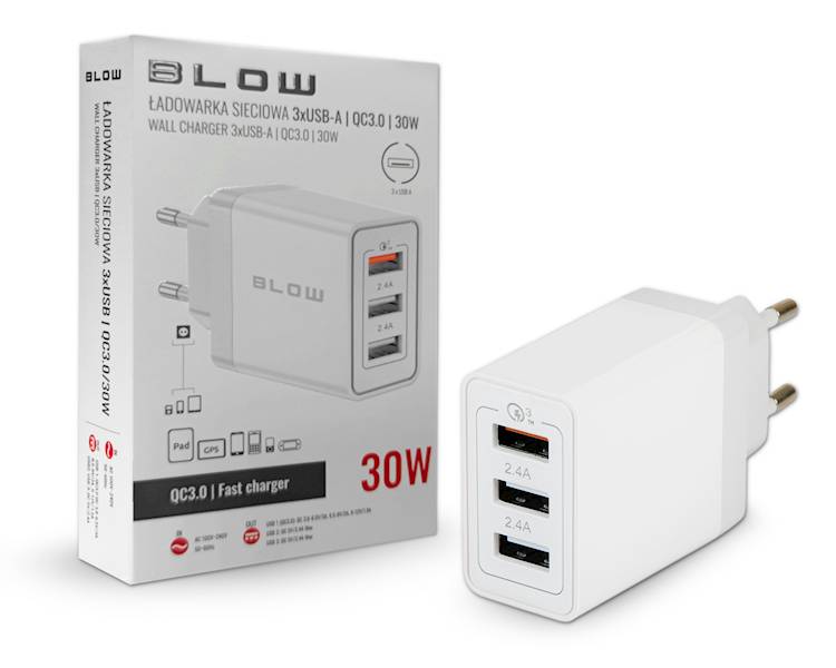 ŁADOWARKA GSM 230V USBx3 BLOW 76-027#
