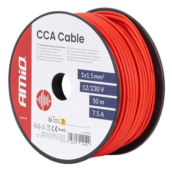 PRZEWÓD LGY CZERWONY 1x1,5mm 50m AMIO 04452