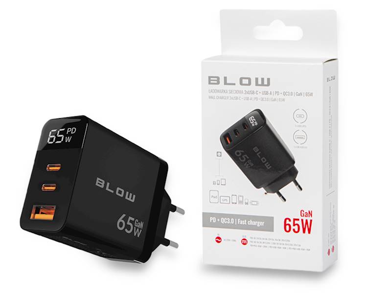 ŁADOWARKA GSM 230V | USB-A USB-C x2 | BLOW 76-030#