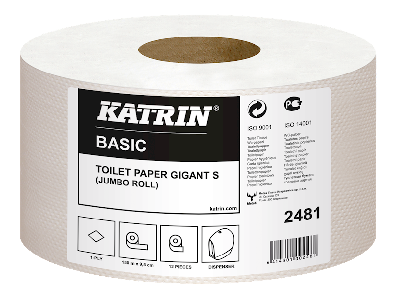 Papier toalet.Gigant Katrin 2481 sr.19cm150m szary
