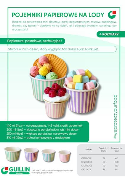 Pudełka do lodów 200ml A'50  CP200COL