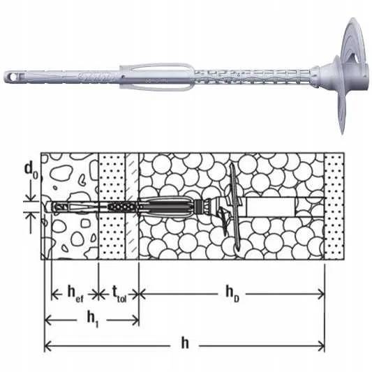 Kołek fasadowy wkręcany Fischer TermoZ SV II Ecotwist do izolacji 10-30cm 