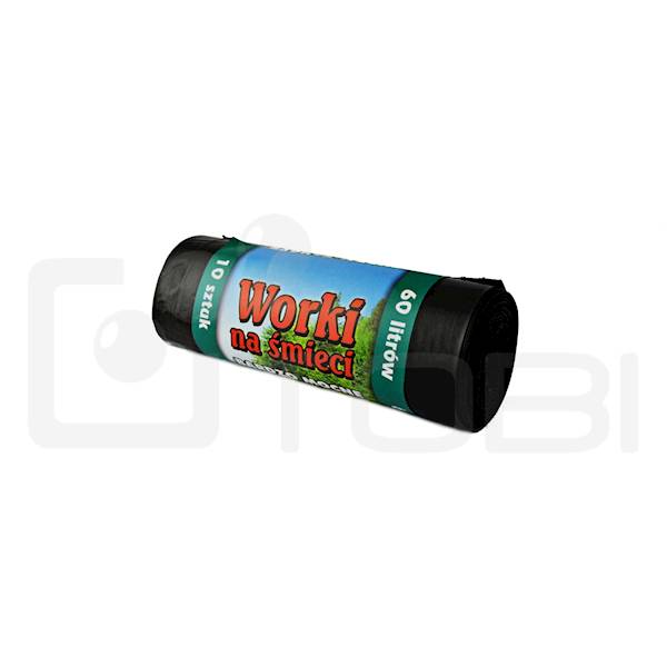 Worki na śmieci MOCNE  60L LDPE CZARNE /10szt.