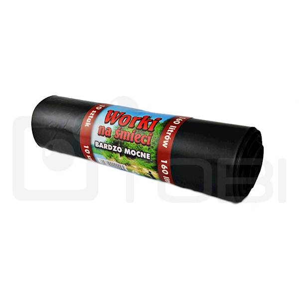 Worki na śmieci MOCNE 160L LDPE CZARNE /10szt.