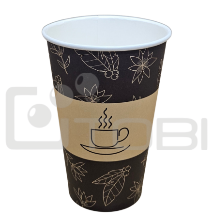 Kubek papierowy 420ml 0% PLASTIC nadruk /50szt.