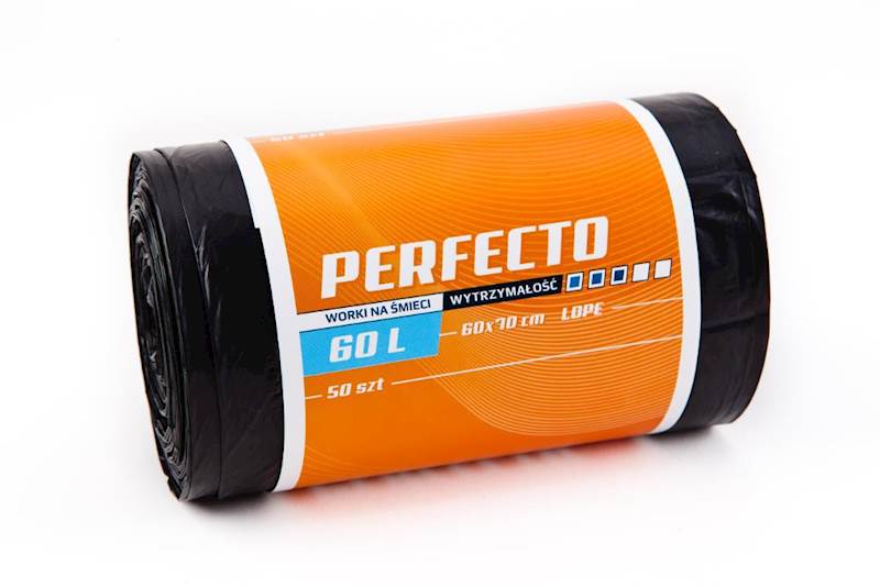 Worki na śmieci 60l 50szt czarne Perfecto mocne