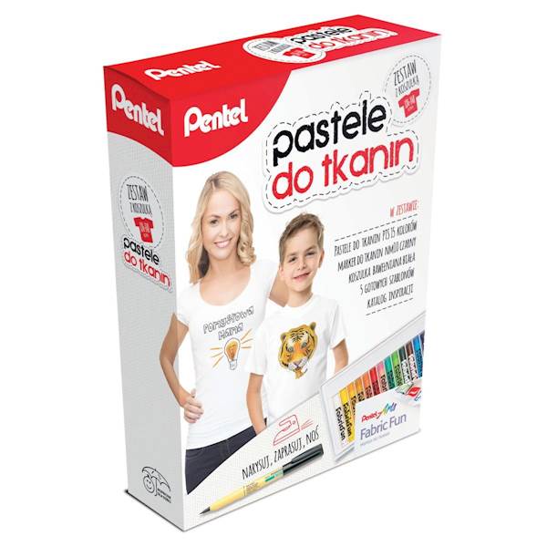 Zestaw pastele do tkanin 15 kol + koszulka Pentel