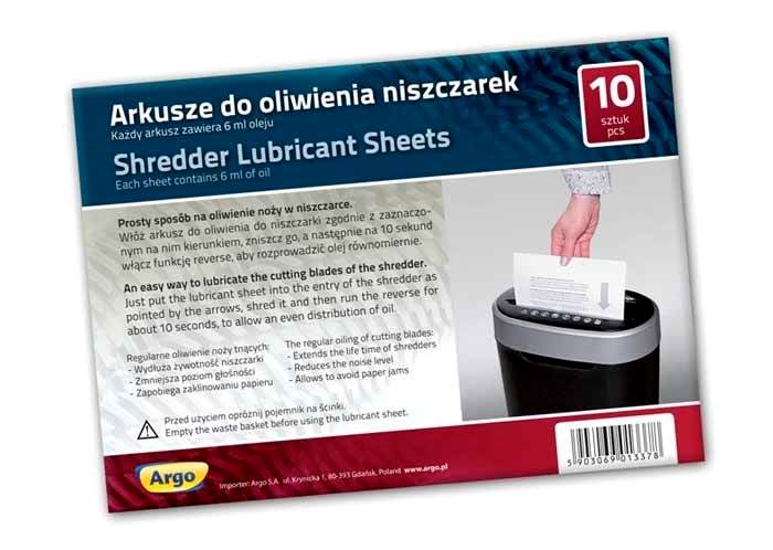 Arkusze do oliwienia niszczarek Argo