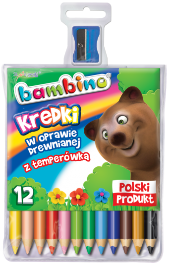 Kredki Bambino drewniane grube 12 kol