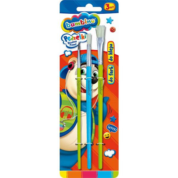 Pędzelki Bambino 3szt do farb i kleju