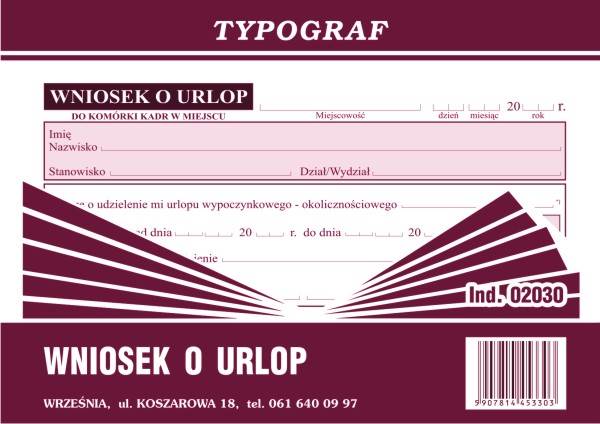 D. Wniosek o urlop Typograf 02030