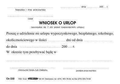 D. Wniosek o urlop offset K-50 os230 Stolgraf