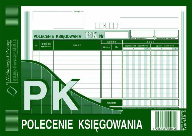 D. Polecenie księgowania PK A5 offset 439-3 M&P