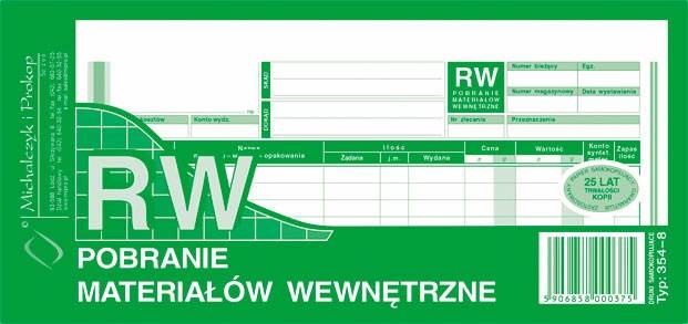 D. RW pobranie materiałów 1/3 A4 354-8