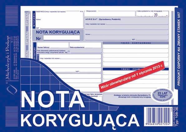 D. Nota korygująca A5 108-3E 