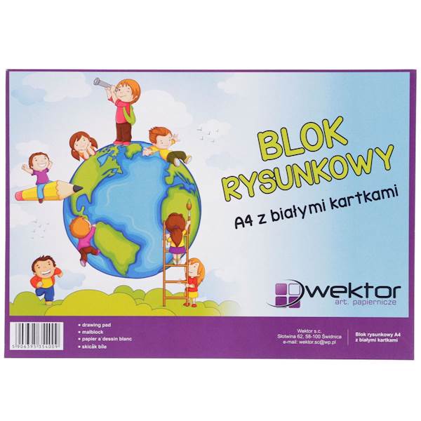 Blok rysunkowy A4 biały 20 ark