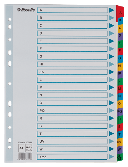 Przekładki kartonowe Esselte Mylar A4/ A-Z 100166