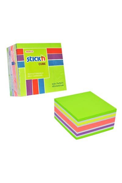 Kostka samoprzylepna 76x76 Stickn mix ziel/żółty