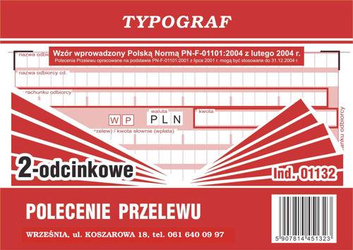 Polecenie przelewu Typograf A6 2odc 01132