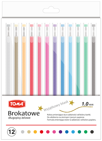 Długopis Toma żelowy Brokat 12kol