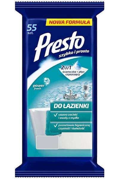 Chusteczki PRESTO do łazienki 55szt. 2w1