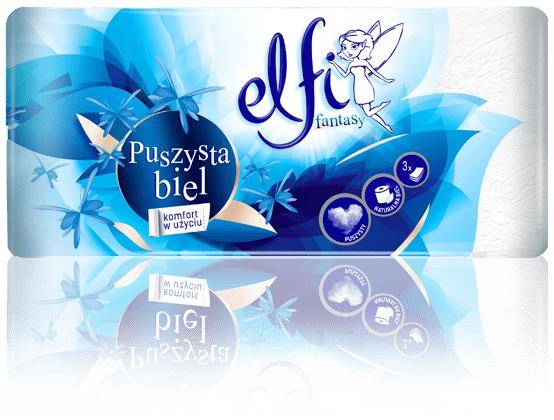 Papier toalet Elfi PREMI 3 warstwowy biały 8 rolek