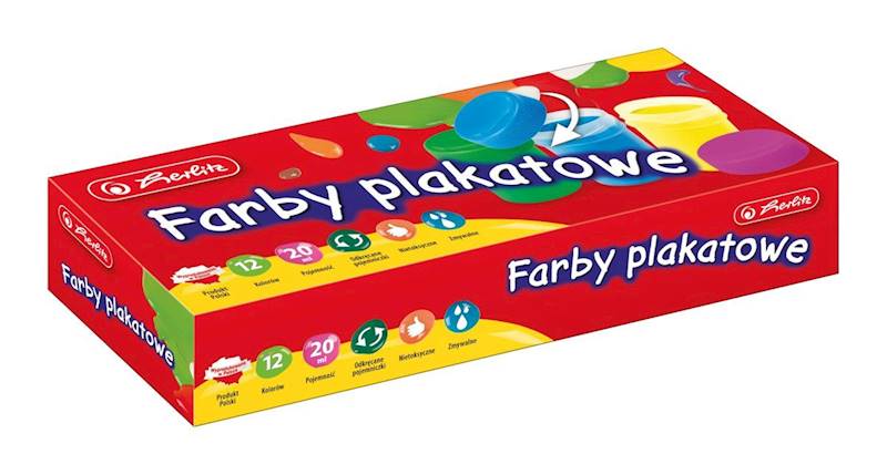 Farby plakatowe 12 kol.20ml HERLITZ