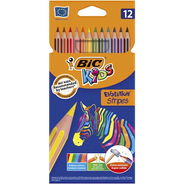Kredki ołówkowe Bic ZEBRA mocne 12kol.