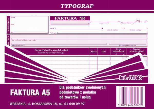 D. Faktura Typograf A5 01043