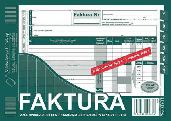 D. Faktura A5 Michalczyk Vat (Brutto) 123-3E