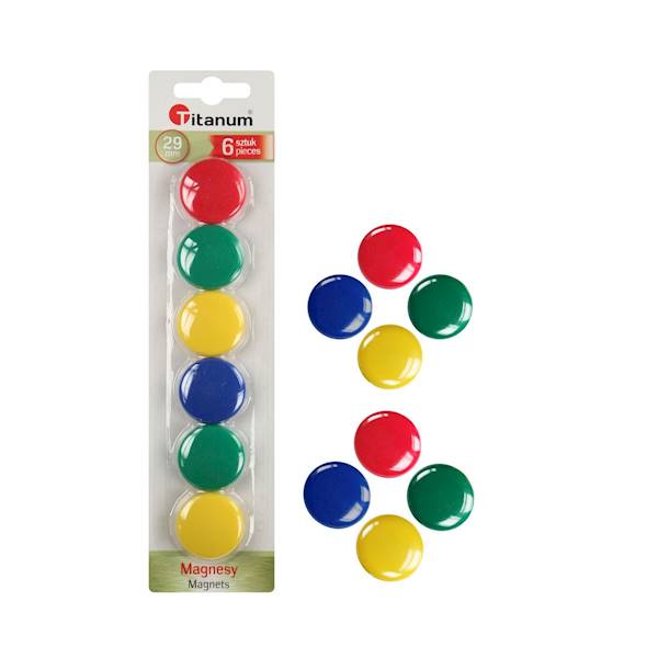 Magnesy 29mm mix kol. 6 szt
